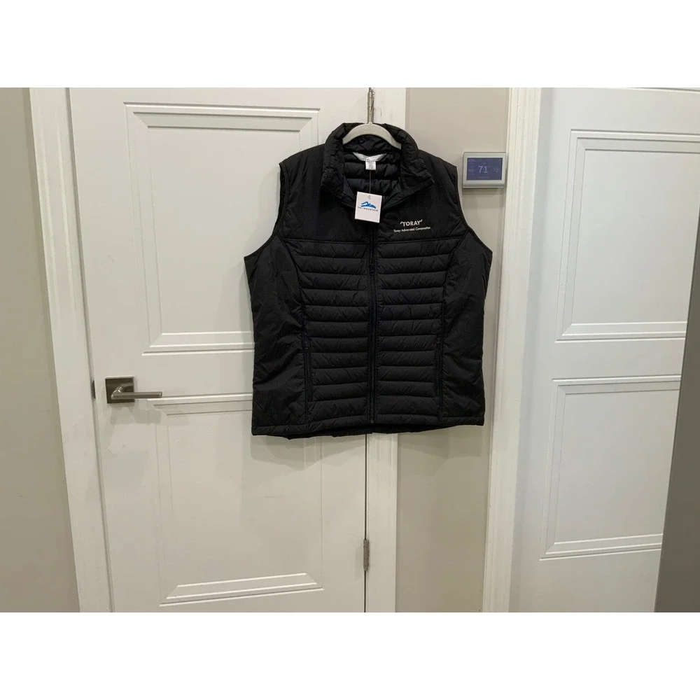 Tri Mountain Toray Puffer Vest Black Quilted Full‎ Zip Logo Mens 2XL